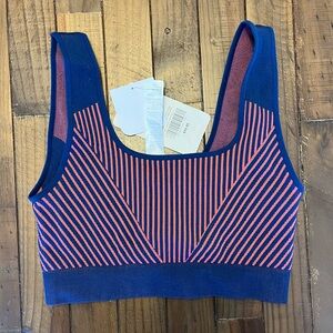 Fabletics sports bra navy blue and coral size Large NWT